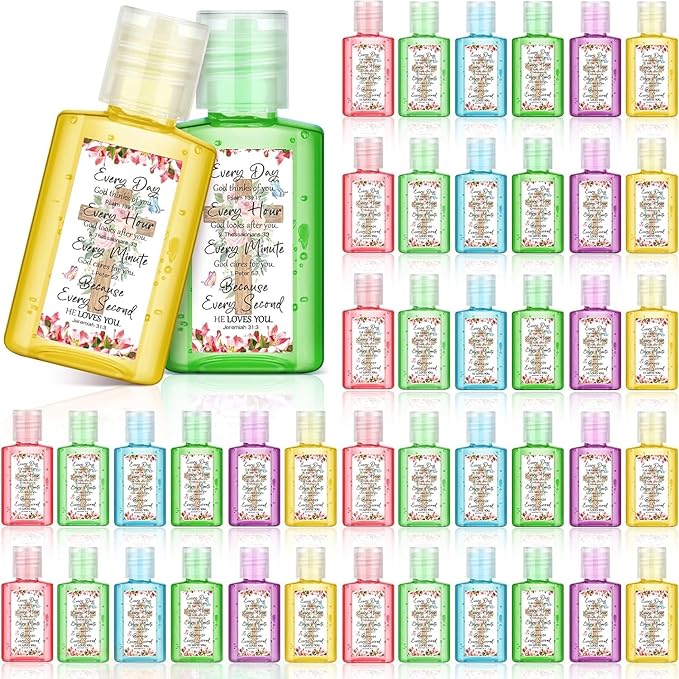 30 Pack Christian Hand Sanitizer Bulk Mini Travel Size with Bible Verse Religious Party Favors for Vacation Bible School Church Women Mom Pastor Prayer Gifts