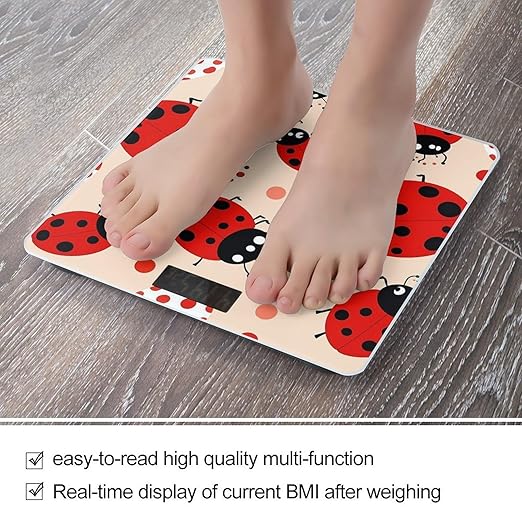 Cute Ladybug Smart Scale for Body Weight Accurate Bathroom Scale with LED Display Digital Weight Scales Weighing Machine High Precision Scales for Bath Home