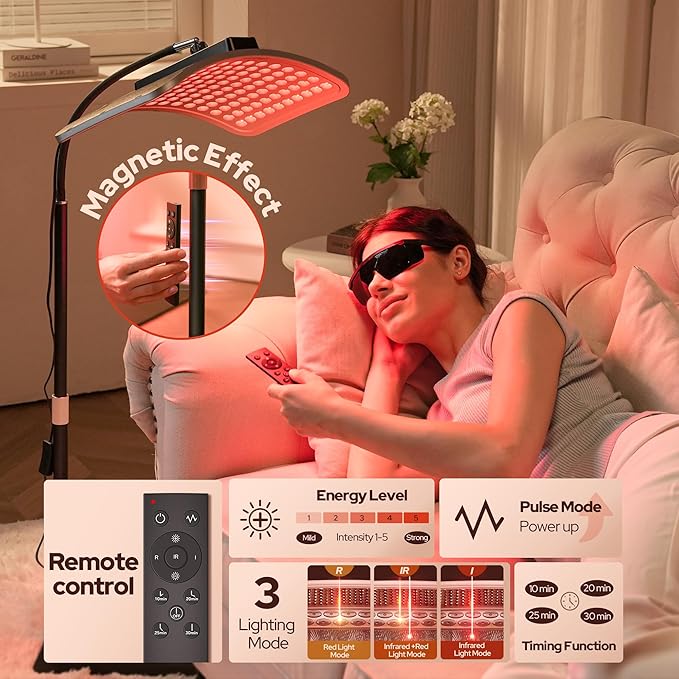 Red Light Therapy for Body and Face Infrared Red Light Therapy Lamp with Stable Stand 660nm and 850nm Infrared Pannel with Remote