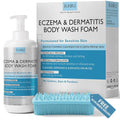 Eczema Body Wash Sensitive Skin | Eczema Treatment | Foaming Cleanser For Eczema Prone Skin | Soothes Dryness &amp Itching Gentle On Dermatitis Sulfate-Free With Free Scrubber Brush