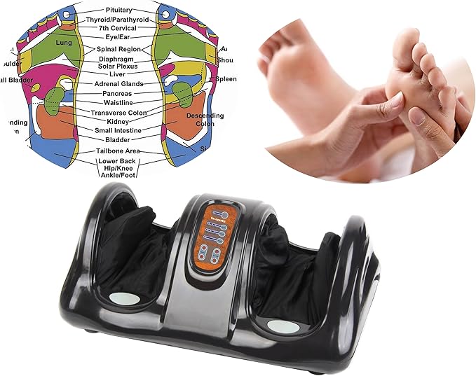 Carepeutic KH385L-B Deluxe Hand-touch Kneading Rolling Shiatsu Foot Massager for Tension and Fatigue Relief Black