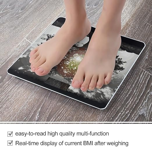 Tree Art Scale with LCD Easy-to-Read Anti-Slip Weight Digital Bathroom Scale Precision Weighing Scales Sturdy Tempered Glass Body Weight Scales for Daily Use