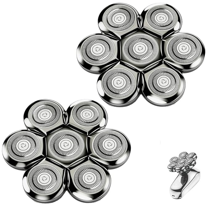2Pack Fit for SHPAVVER Replacement Heads7 Blade Floating Head Fit for Cyruzi Replacement HeadCompatible with SHPAVVER/Cyruzi Head Shavers for Bald MenMagnetic IPX7 Waterproof Shaver Heads.