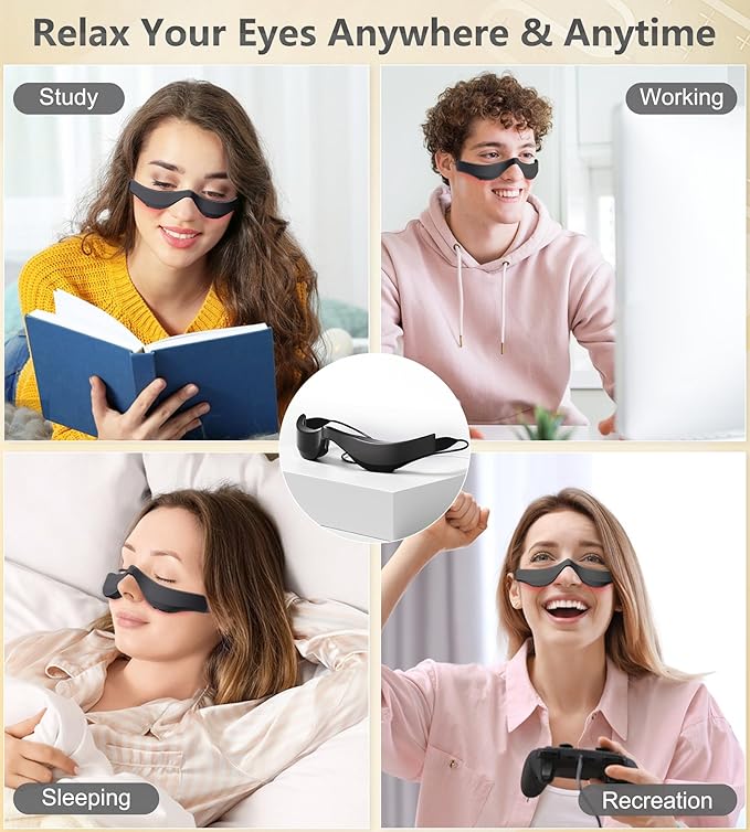 Under-Eye Red Light Therapy Glasses Rechargeable Therapy Device Microcurrent Eye Massager Eyes Bag Remover for Dark Circles Eye Bags &amp Wrinkles