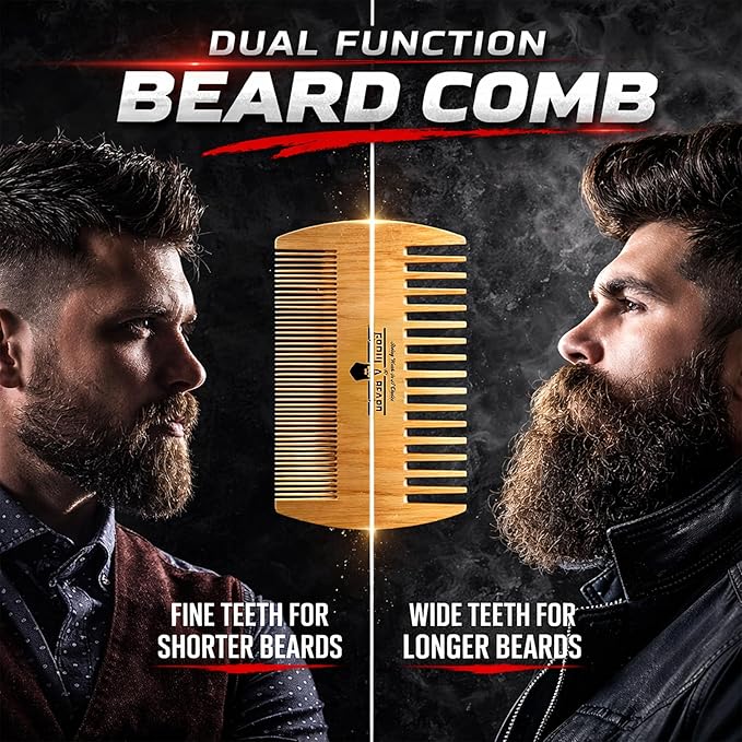 Beard Straightener Grooming Kit for Men Beard Growth Kit Wash Brush &amp Comb Unscented Growth Oil All Natural Sandalwood Balm Conditioner Razor &amp Scissors Great Gift Idea for Men's (Bamb