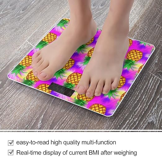 Men's Fashion Automatic Switch Digital Bathroom Weighing Scale Smart Scale Tropical Pineapples Palm Leaves