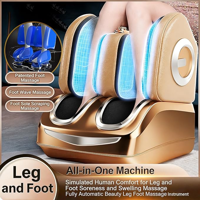 Foot Massager Calf Heating Massage Foot Sole Massage Rollers Relieves Fatigue Suitable for Office Workers(Gold)