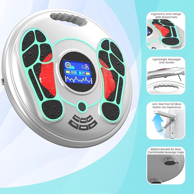EMS Foot Massager for Neuropathy NMES Foot Stimulator for Neuropathy Feet Massager for Circulation and Pain Relief EMS with TENS Unit Muscle Stimulator Pads