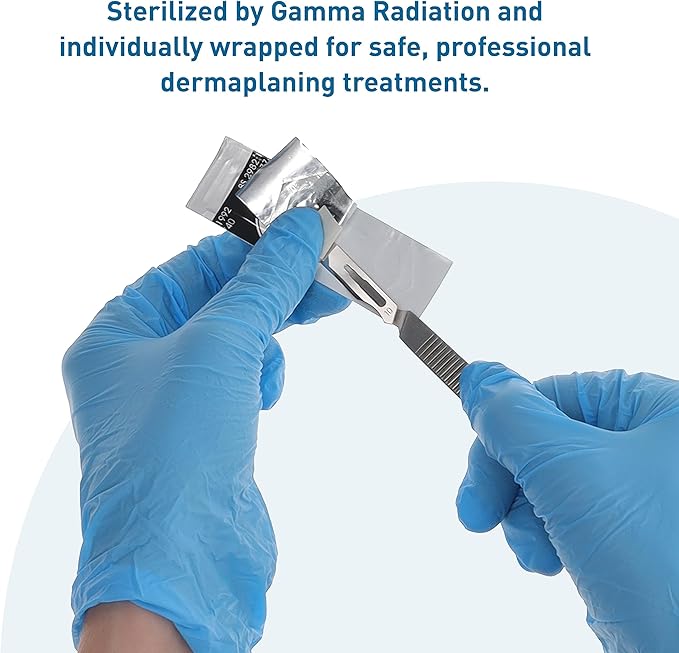 BodyMed Dermaplaning Blades #10 in Stainless Steel 100 PCS - Disposable Individually wrapped Sterile Scalpel Blades for Estheticians Facial Exfoliation Hair Removal Skin Care Surgical &amp