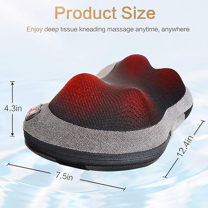 Papillon Shiatsu Back Massager with Heat Deep Tissue Massage Pillow for NeckShoulderFoot &amp Lower Back Pain ReliefElectric Kneading Massager for Home Office Car-Gifts for Mom Dad Men Women