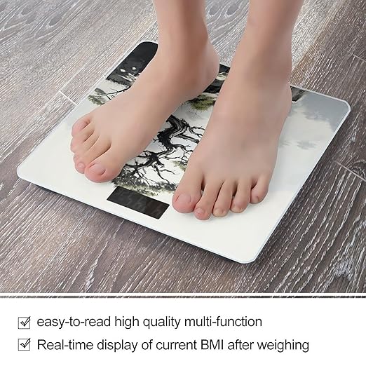 Pine on Mountain Slope Smart Scale for Body Weight Accurate Bathroom Scale with LED Display Digital Weight Scales Weighing Machine High Precision Scales for Bath Home