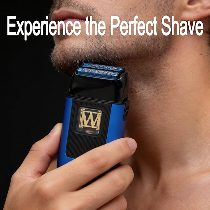 WMARK Electric Foil Shavers for Men Electric Razor for Men Cordless Beard Shaver with UV Protection Maglev Vector Motor 10000RPM Blue-Titanium 3-Blade Floating USB-C Rechargeable NG-XS1 UV