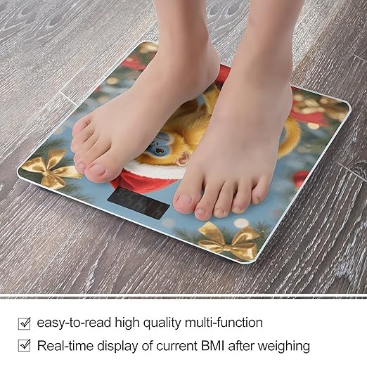 Christmas Monkey Scale for Body Weight Sturdy Tempered Glass Weighing Scales with LCD Display Accurate Digital Bathroom Scale Convenient Body Fat Smart Scales Easy Read