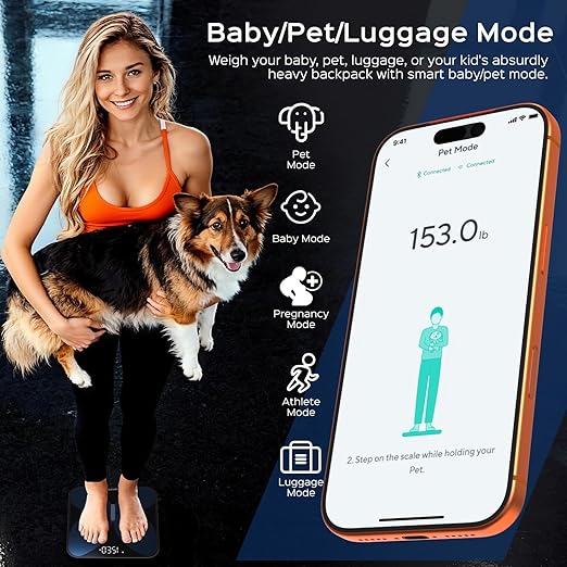 Wyze Smart Scale X Butterfly - Bathroom Scale for Body Weight BMI Body Fat Muscle Mass Accurate Bluetooth Digital Scale for Body Composition Analyzer | Sync Health Apps | ITO Glass 400 lbs Black