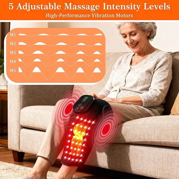 2PCS Knee Massager with Heat and Red Light Therapy 660nm&amp850nm Red Light Therapy Heated Device for Knee Elbow Shoulder Pain Relief Knee Brace for Women Grandma &amp Grandpa