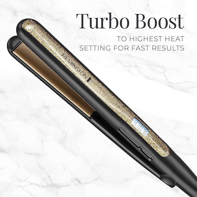 Remington S6501 1” Ultimate Ceramic Flat Iron with Protection Against Frizz Smooth Glide Hair Straightener High Heat and Temperature Lock