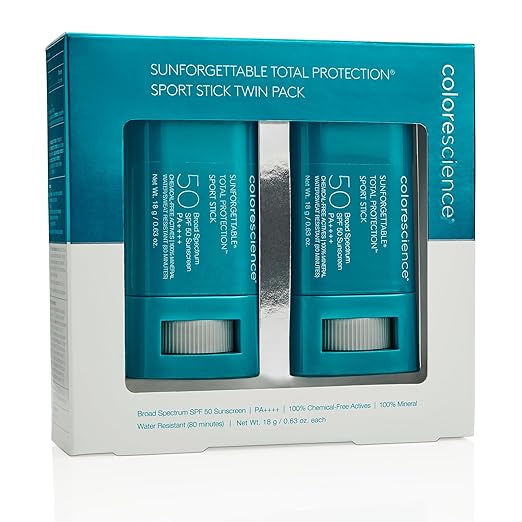 Colorescience Sunforgettable Total Protection Sport Stick SPF 50 Mineral Broad Spectrum Water/Sweat Resistant Reef Safe Hypoallergenic