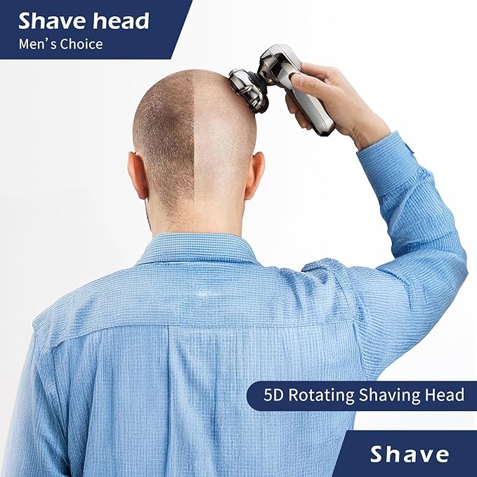Head Shavers for Bald MenElectric Razor for MenIPX7 Waterproof Wet/Dry Bald Head Shaver Flex Blades for a Close ShaveLED Display Electric Rechargeable Head Shaving Mens Kit with Type-C Charge