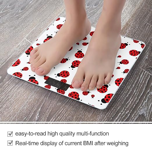 Ladybug Red Black Dots White Smart Square Scale with Digital Display for Bathroom Scale