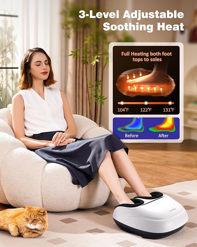 Shiatsu Foot Massager Machine with Heat &amp Remote 2026 Upgraded Deep Kneading Feet Massager for Plantar Fasciitis &amp Neuropathy 3 Heat Levels Multi-Mode Massage Auto-Off Timers Gifts for Wo