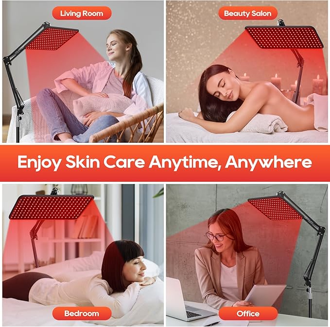 Red Light Therapy for Body and Face 660nm 850nm 940nm Infrared Redlight-Therapy Lamp Device with Large Panel and Stable Stand at Home Idea Gift for Women Wife Mom Sister Girlfriend (L)