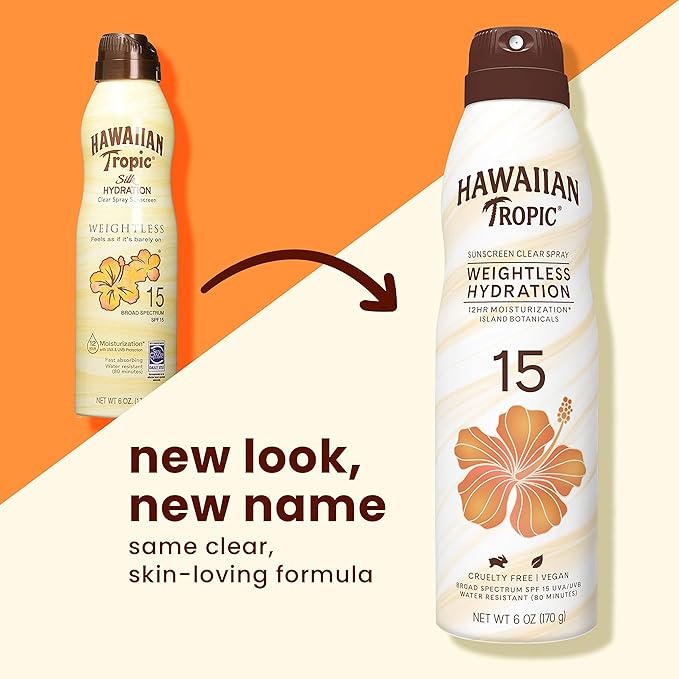 Hawaiian Tropic Weightless Hydration Clear Spray Sunscreen SPF 15 Twin Pack 6oz each &amp Sheer Touch Ultra Radiance Lotion Sunscreen SPF 15 8oz