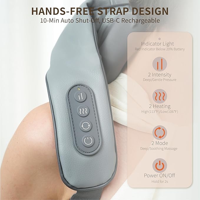 Breo N5 Mini Neck Massager with Heat Electric Massager for Neck &amp Shoulder Shiatsu Shoulder Massager