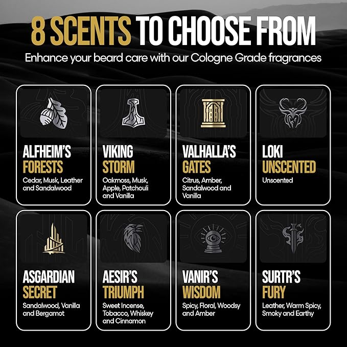 The Beard Struggle Beard Growth Kit for Men includes Beard Balm Beard Oil Beard Wash &amp Beard Conditioner - Silver Collection - Viking Storm