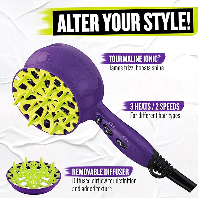 Bed Head Curls-in-Check 1875W Hair Diffuser Dryer | Great for Curly HairReduce Frizz &amp Static | Diffuser-Hair Dryer Enhances Natural CurlWaves &amp Texture(Pack of 3)
