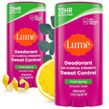 Lume Deodorant Plus Sweat Control - Smooth Solid Stick - Maximum Strength Antiperspirant - 72 Hour Odor And Sweat Control - Baking Soda Free Skin Loving - 2.6 ounce (Fresh Spring) Pack of 2
