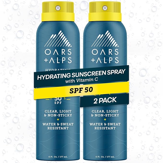 Oars + Alps SPF 50 Face &amp Body Broad Spectrum Sunscreen Spray | Fast-Absorbing Lightweight Non-Greasy Hawaii Reef Act 104 Compliant Water-Resistant Octinoxate + Oxybenzone Free 6 Oz 2 Pack
