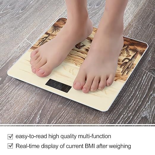 West Desert Cactus with Cowboys Riding Horses Bathroom Scale for Body Weight LCD Display Digital Bathroom Scale Tempered Glass Bathroom Weight Scales Fashion Smart Scales for Home Bedroom 400 Lb
