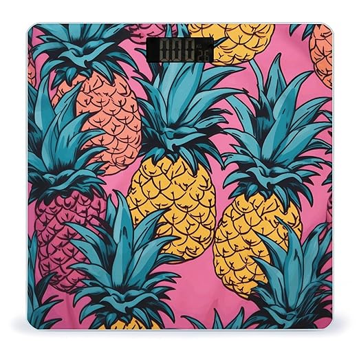 Color Pineapple Scale for Body Weight Precision Bathroom Weighing Scales with Back Lit LCD Display Sturdy Tempered Glass Body Weight Scales Digital Bathroom Scale 400lb