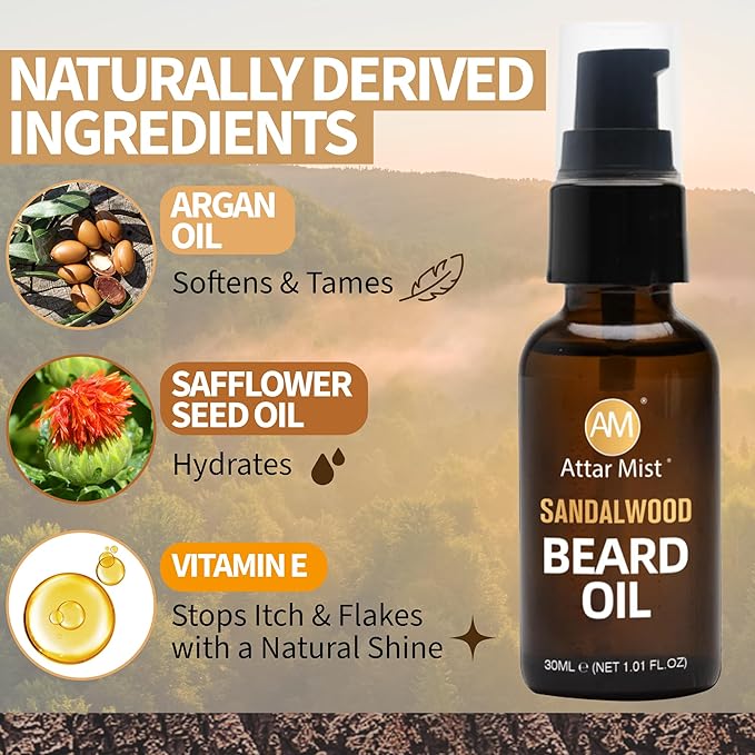 AM Beard Butter &amp Beard Oil for Men Beard Kit – Sandalwood Beard Care Kit for Men – Beard Softener Moisturizer &amp Itch Relief – Mustache Oil – Shea Cocoa Butter Argan Oil Vitamin E – 4 oz