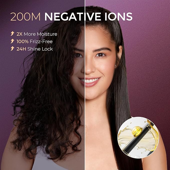 TYMO Flat Iron Hair Straightener Brush 2 in 1 200M Ions Hair Straighteners for Women Ceramic Dual Voltage Straightening Hot Comb for Anti-Frizz Straights Waves Curl 3X Less Heat Damage Black