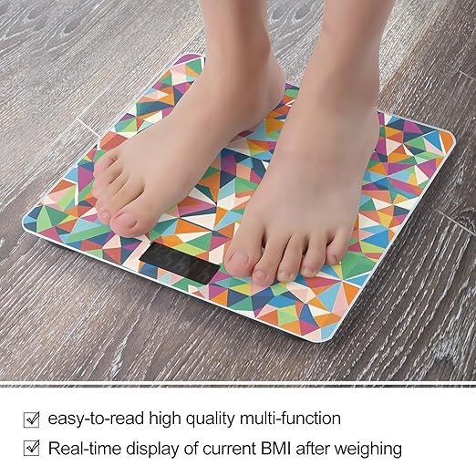 Pattern Made of Triangles Scale for Body Weight Digital Bathroom Scale Accurate Smart Weight Scales with Large Display Weighing Machine High Precision Scales