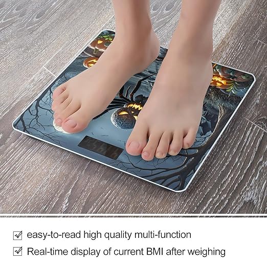 Pumpkin Ghost Night Scale for Body Weight Highly Accurate Digital Bathroom Body Scale Digital Bathroom Scales for People Anti-Slip Large LCD Display Smart Scales