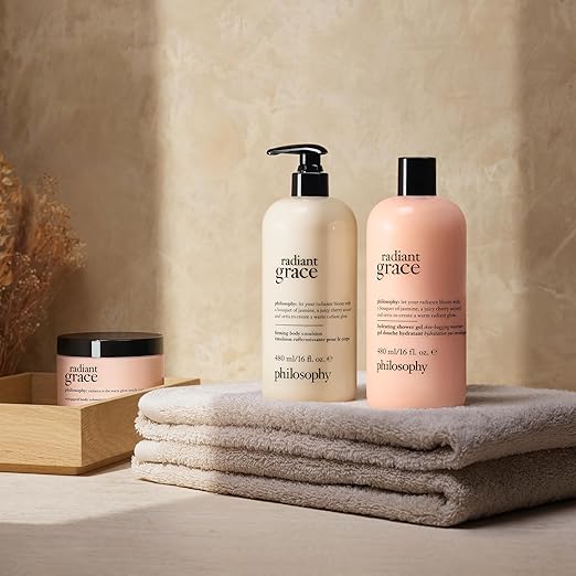 philosophy radiant grace hydrating bath &amp shower gel- cleanses soothes &amp comforts dry skin - with notes of jasmine black cherry &amp sandalwood - 16 fl oz