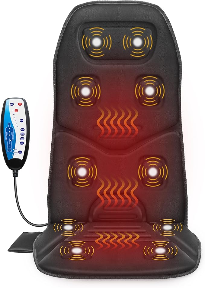 COMFIER Vibration Back Massager Seat Cushion with Heat10 Motors Massage Chair PadChair Massager for Pain Relief at Office/HomeMothers Day Gifts for Mom Dad