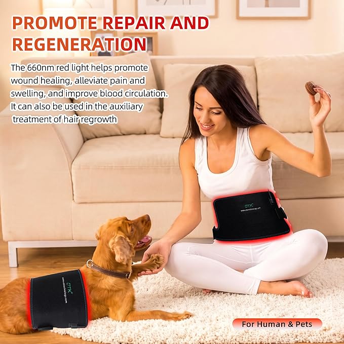 UTK Red &amp Blue Light Therapy Pad for Body 3-in-1 LED Bead Light Therapy Belt with Timer Remote Control 470nm Blue Light &amp 660nm Red Light &amp 850nm Infrared Light Therapy for Back Waist Sh