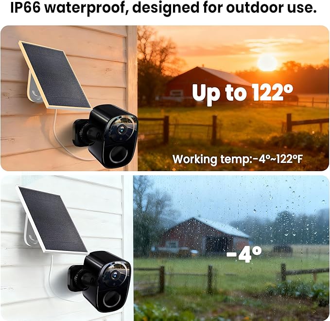 2026 Upgraded 2K Wireless Outdoor Security Cameras with Solar Panels Free Cloud Storage AI Motion Detection Spotlight &amp Siren Alarm 2-Way Talk IP66 Waterproof