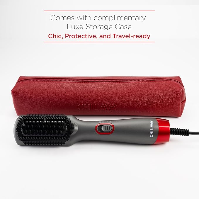 CHI Lava Heated Straightening Brush 3-in-1 Hair Straightener Dryer &amp Smoothing Comb Reduces Frizz &amp Increases Shine for Healthy &amp Easy Styling