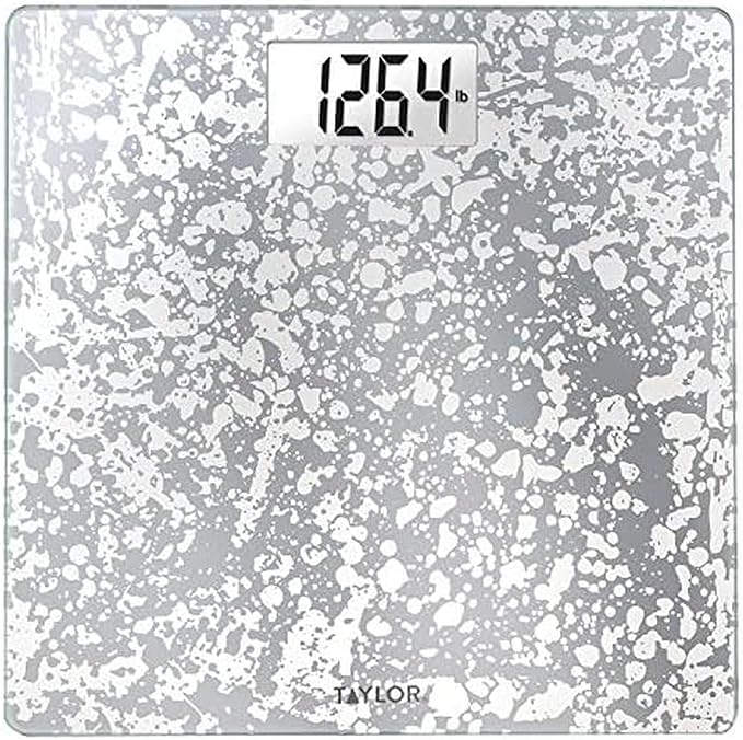 Taylor Crackled Glass Design Digital Bathroom Scale White 5273273