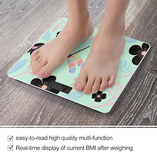 Dragonfly Weight Scale Cute Bathroom Scale for Body Highly Accurate Digital Weighing Machine for People Compact LCD Display Scales with Sturdy Toughened Glass Scales