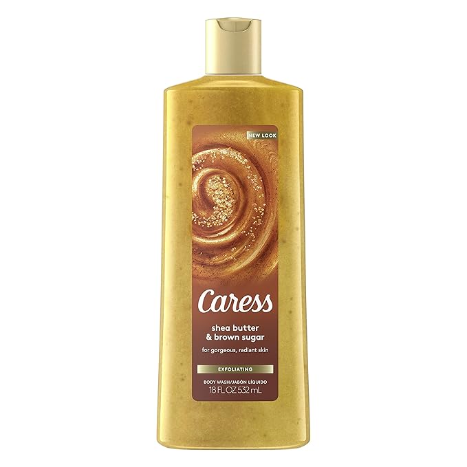 Caress Exfoliating Body Wash for Everyday Use Shea Butter &amp Brown Sugar 18 oz (Pack of 3)
