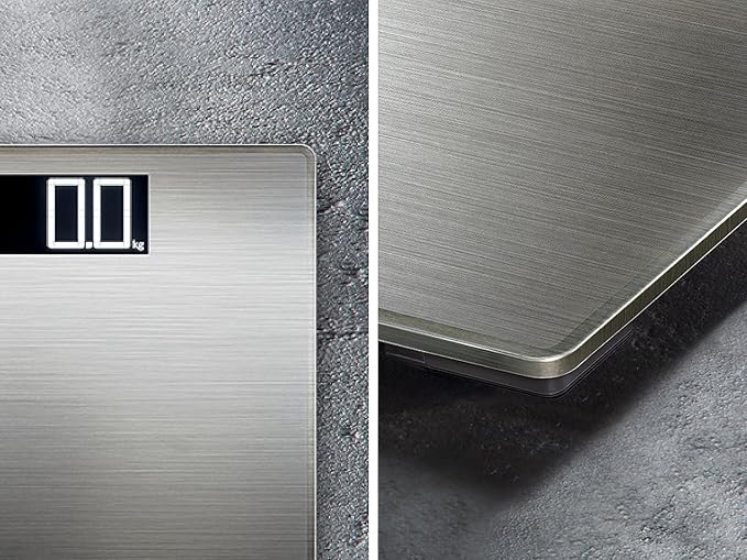 Soehnle Digital Personal Scale Style Sense Safe 300 – High Precision Bathroom Scale with XXL Stainless Steel Surface Anti-Fingerprint Auto On/Off Large LCD Display 180kg Capacity