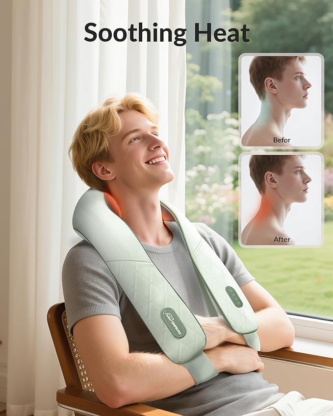 Snailax Cordless Neck Massager with Heat Shiatsu Neck Shoulder Massager for Pain Relief Deep Tissue 4D Kneading Back Massager Pillow Rechargable Portable Massager Gifts/Presents for Women Men