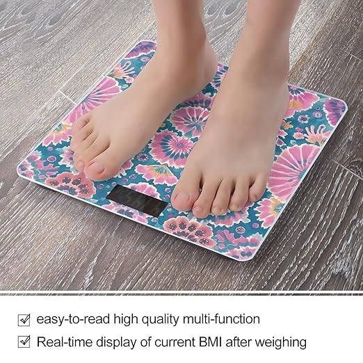 Tie Dye Printed Scale for Body Weight Smart Scales Digital Bathroom Scale High Precision Weighing Scales with Large Display Weighing Machine for People