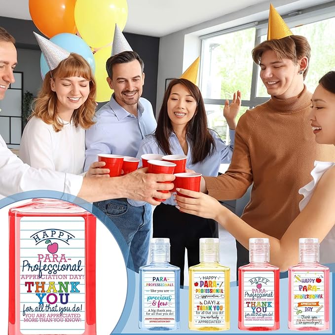 24 Pcs Paraprofessional Day Gifts Mini Hand Sanitizer Bulk Favors 1fl oz Travel Size for Party Supplies Dentist Doctor Nurse Teacher Coworker