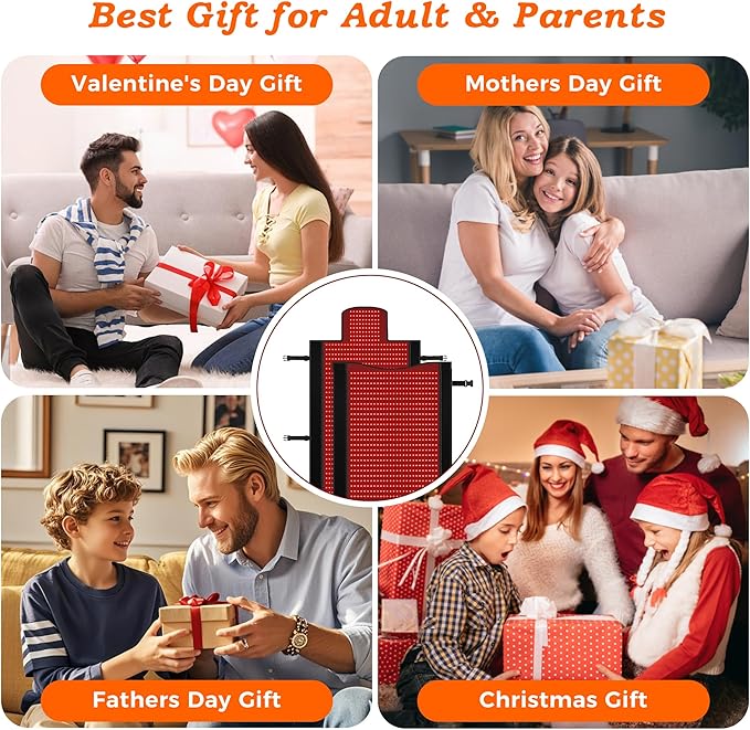 Full Body Red Light Therapy Mat Large Size Red Light Therapy for Body 660 &amp 850nm Dual Wavelength Red Light Blanket Birthday Christmas Gifts for Women Men Mom Dad Father Lover Black